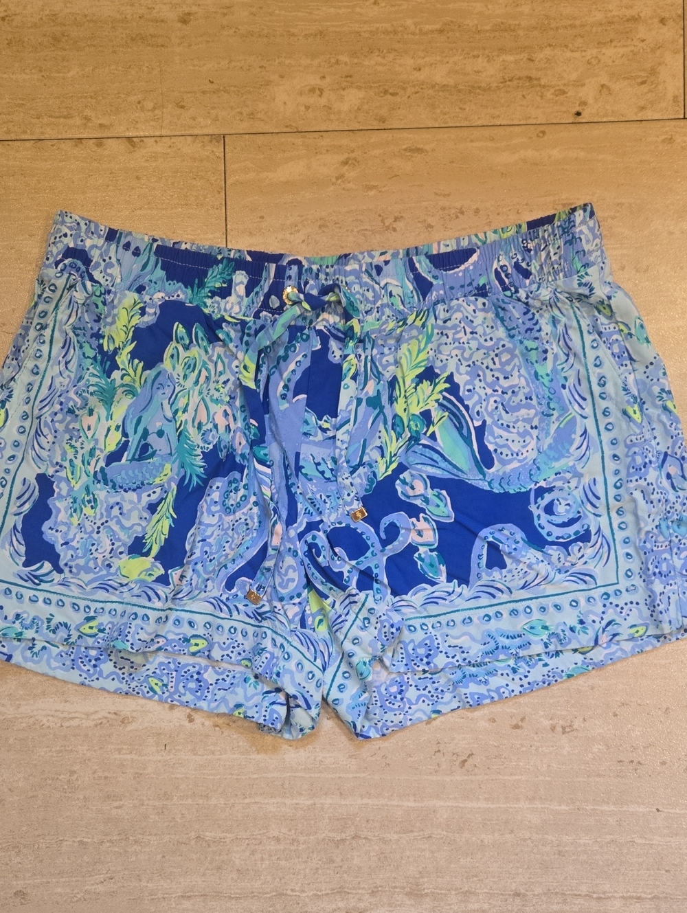 Lilly Pulitzer Ocean Print 100% Rayon Shorts